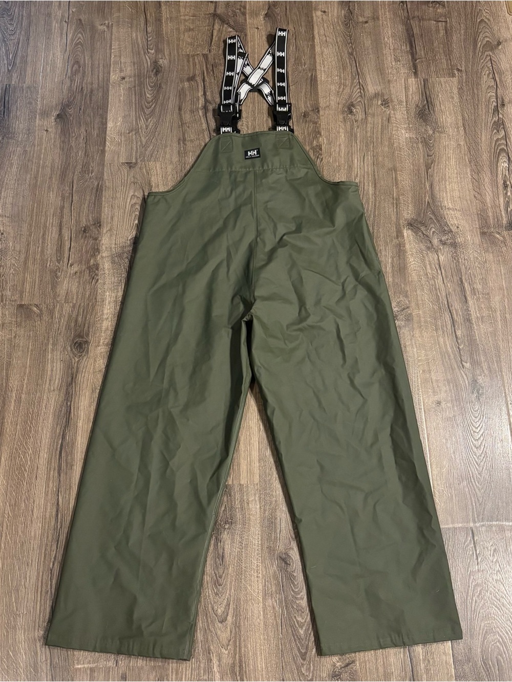 Helly Hansen Olive Green Gale Waterproof Rain Bib Pants Overalls Mens Sz Medium